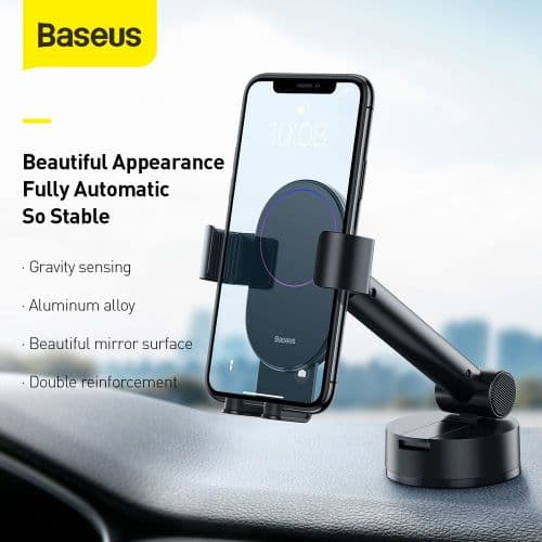 SUPORT AUTO Baseus Simplism pt. SmartPhone, fixare parbriz sau bord prin ventuza, negru "SUYL-JY01" - 6953156220966