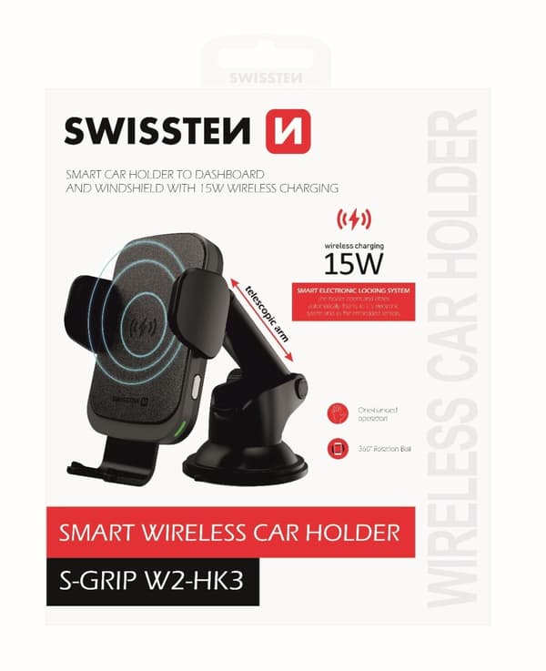 Swissten W2-HK3Car Holder with Wireless Charging 15W  for smartphones