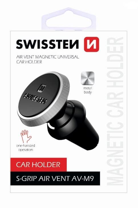 Swissten Magnetický Držák Do Ventilace Auta S-Grip Av-M9 Černo-Stříbrný