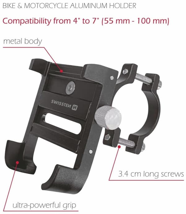 Swissten BM1 Bike holder For Mobile 4-7" Sort