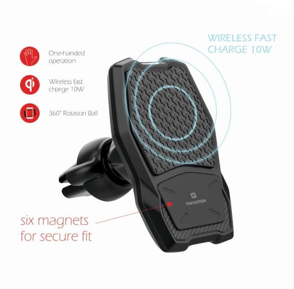Swissten WM1-AV3 Air Vent Car Holder With Wireless Charging + Micro USB Cable 1.2m