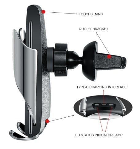 RoGer S5 Car Holder with Wireless Charging 10W  for smartphones