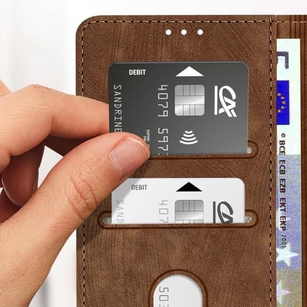 Hölster för Samsung Galaxy A15 5G - AVIZAR - RFID-skydd - Mjuk - Brun - Magnetisk