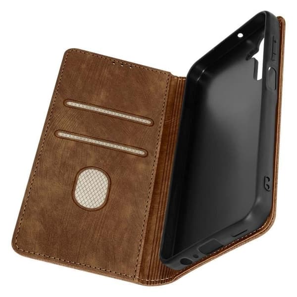 Hölster för Samsung Galaxy A15 5G - AVIZAR - RFID-skydd - Mjuk - Brun - Magnetisk