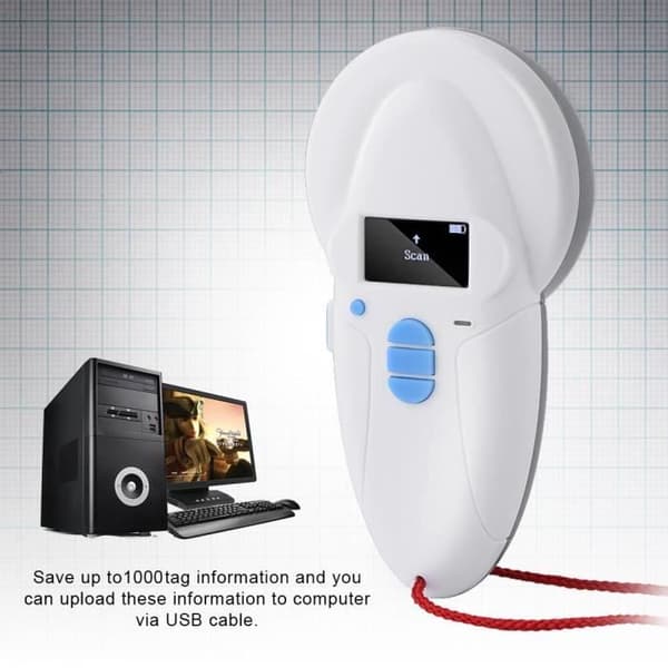 Animal Microchip ID Reader-LAT Uppladdningsbar handhållen Microchip RFID-skanner