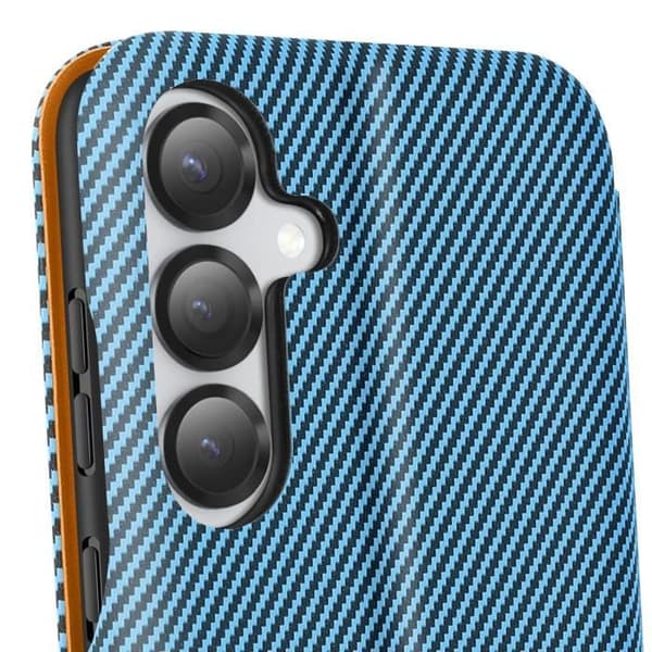 Etui för Samsung S25 Plus Kolfiber Video stöd och Anti-RFID Blå