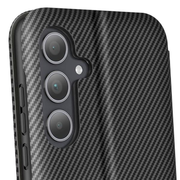 Samsung A35 Fodral i Kolfiber med Videostöd och Ant-RFID Svart