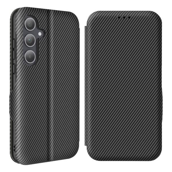 Samsung A35 Fodral i Kolfiber med Videostöd och Ant-RFID Svart