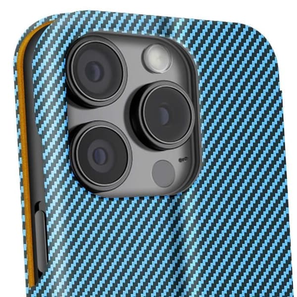 Fodral för iPhone 16 Pro Max Kolfiber Video Stöd och Anti-RFID Blå