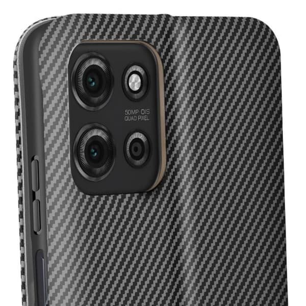 Fodral för Motorola Moto G75 Kolfiber Video Stöd och Anti-RFID Svart
