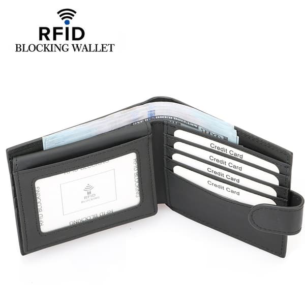 INF Elegant RFID-blokkerende spenne lommebok ekte skinn