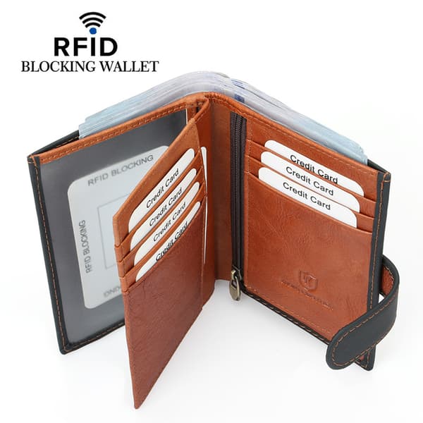 INF Stilig RFID-lommebok i skinn med myntlomme med glidelås