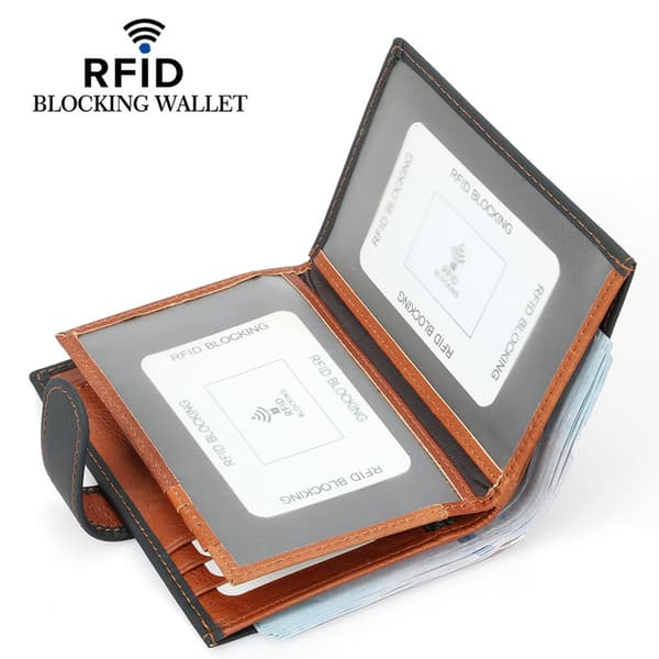 INF Stilig RFID-lommebok i skinn med myntlomme med glidelås