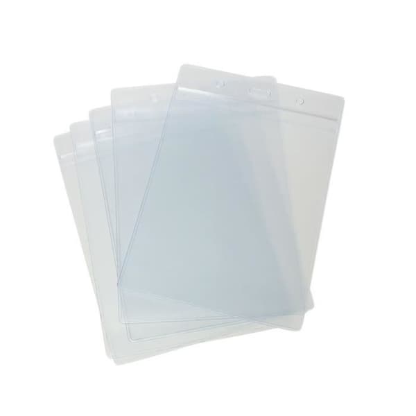 Paket med 10 A6 VERTICAL Clear Identification ID Badge Holder Pocka Plasthållare 17,5 x 11,8 cm kort 14,8 x10,5 cm