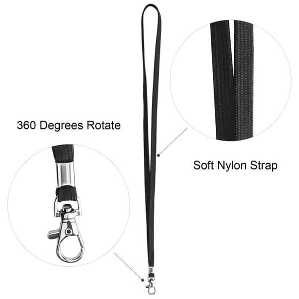 Badge hållare - sladd - Fushing clip - NECKLANYARDBLACK100P