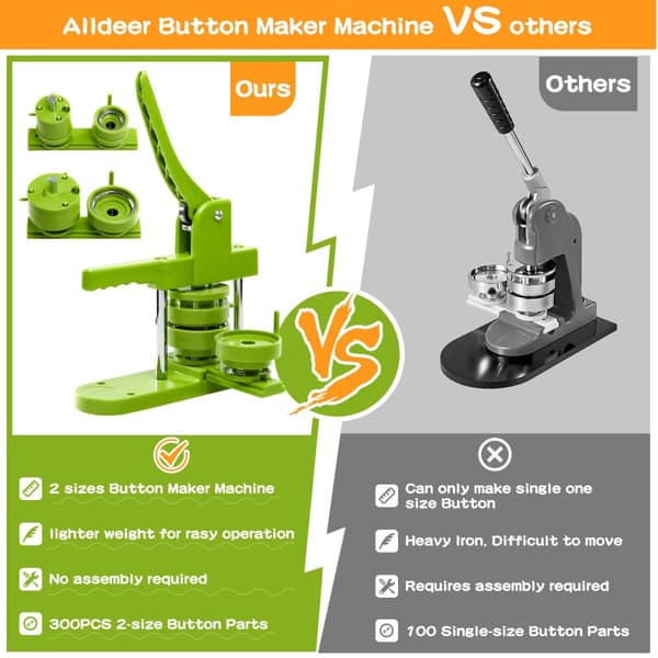 DIY Pin Button Maker, Letvægtsdesign, Flere Størrelser af Former, Nem at Bruge
