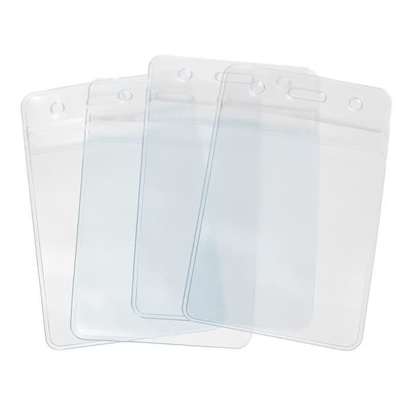 Förpackning om 10 VISNING Tydlig VERTIKAL ID-bricka hållare påse Plasthållare 11 x 6,8 cm kort 9 x 6,5 cm