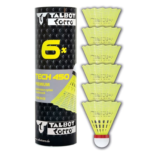 TALBOT TORRO Tech 450 Fast Badminton Fjerbolde 6 stk. - Gul