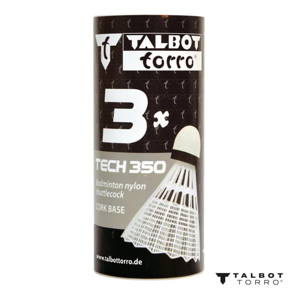 TALBOT TORRO Tech 350 keskikokoiset sulkapallopallot 3 kpl - Valkoinen
