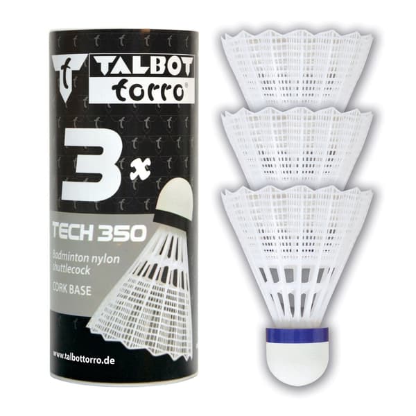 TALBOT TORRO Tech 350 keskikokoiset sulkapallopallot 3 kpl - Valkoinen