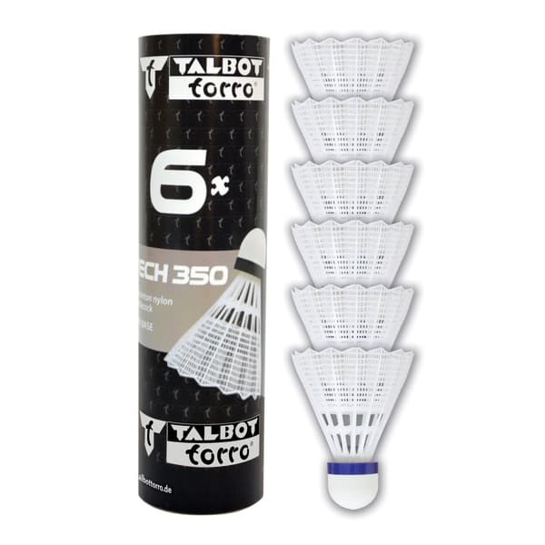TALBOT TORRO Tech 350 Mellem Badminton Fjerbolde 6 stk. - Hvid