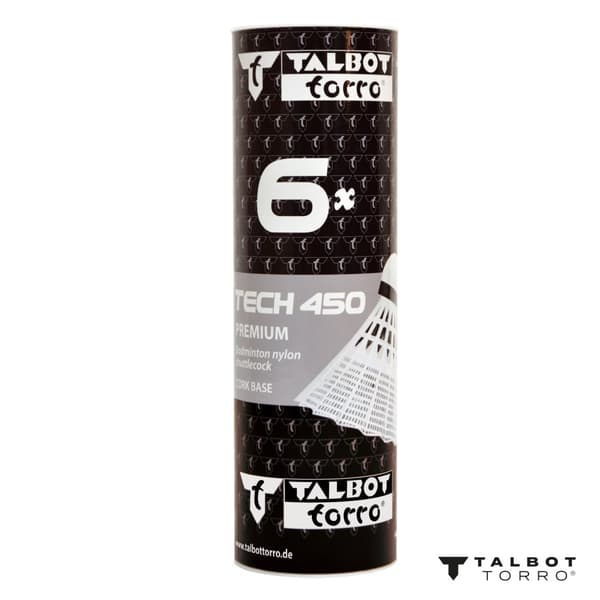 TALBOT TORRO Tech 450 keskikokoiset sulkapallopallot 6 kpl - Valkoinen