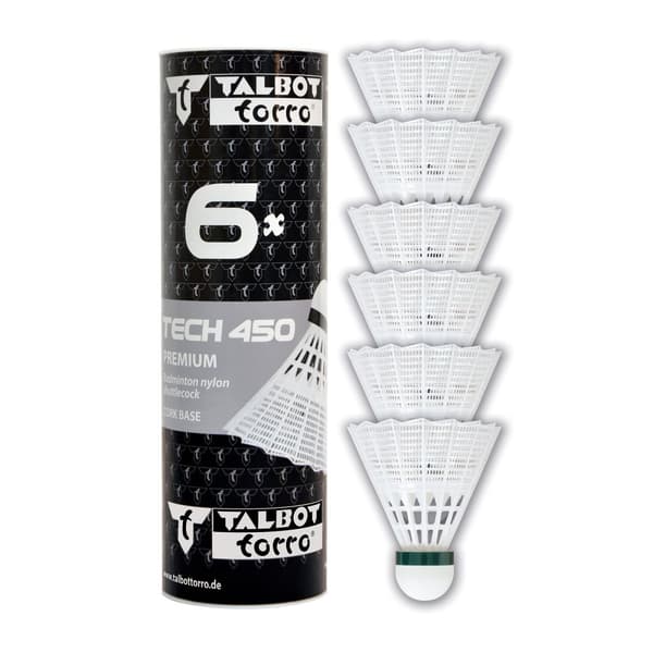 TALBOT TORRO Tech 450 Slow Badminton Fjerbolde 6 stk. - Hvide