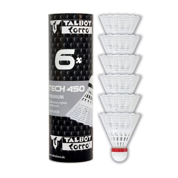 TALBOT TORRO Tech 450 Fast Badminton Fjerbolde 6 stk. - Hvide