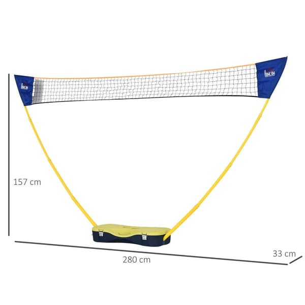 Rootz badmintonnät med stativ - gul, blå - plast - 110,23 cm x 12,99 cm x 61,81 cm