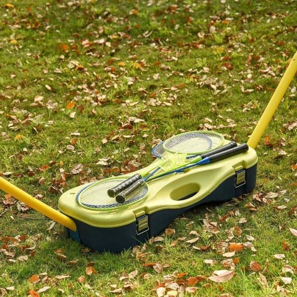 Rootz badmintonnät med stativ - gul, blå - plast - 110,23 cm x 12,99 cm x 61,81 cm