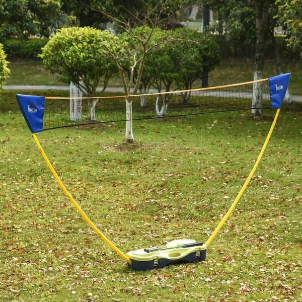 Rootz badmintonnät med stativ - gul, blå - plast - 110,23 cm x 12,99 cm x 61,81 cm