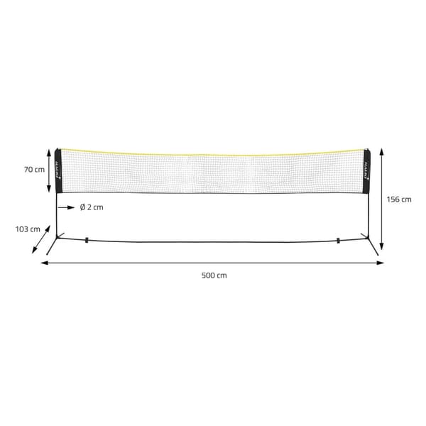 Hauki Badmintonnät; Tennisnät 500cm; Svart; Höjd: 156cm; Badmintonnätset inkl. 3x Badmintonboll; Transportväska; Stabil järnram; Portabelt
