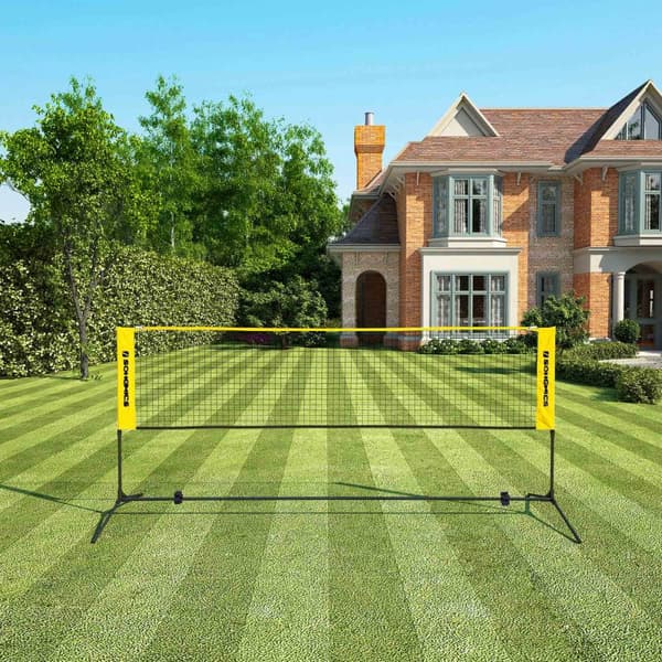 Badmintonnet - Tennisnet - Justerbar - inkl. Ramme og taske - gul