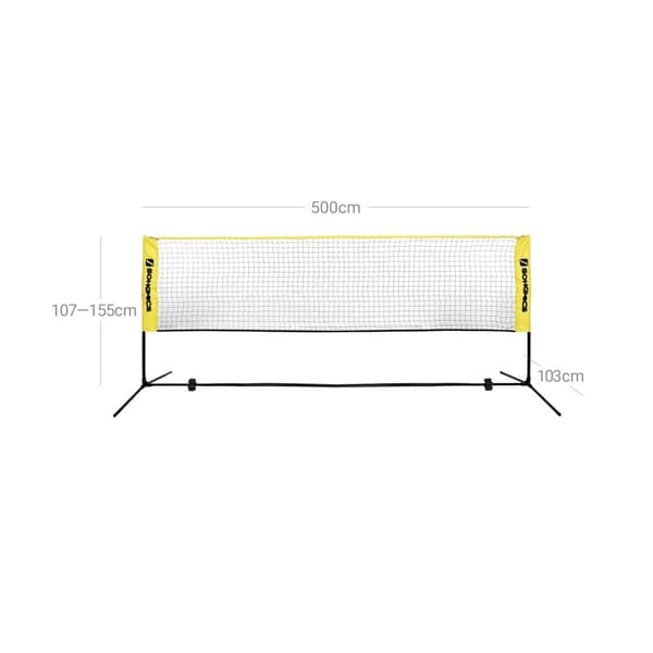 Badmintonnet - Tennisnet - Justerbar - inkl. Ramme og taske - gul