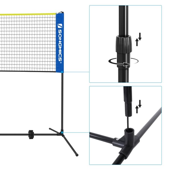 Badmintonnät, Tennisnät, höjdjusterbart, SONGMICS SYQ400, 400 x 103 x (90-155) cm, Blå-Gul