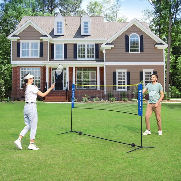 Badmintonnät, Tennisnät, höjdjusterbart, SONGMICS SYQ400, 400 x 103 x (90-155) cm, Blå-Gul