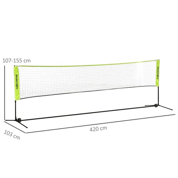 Badminton Net Sæt, 420x103x107-155 cm, Gul