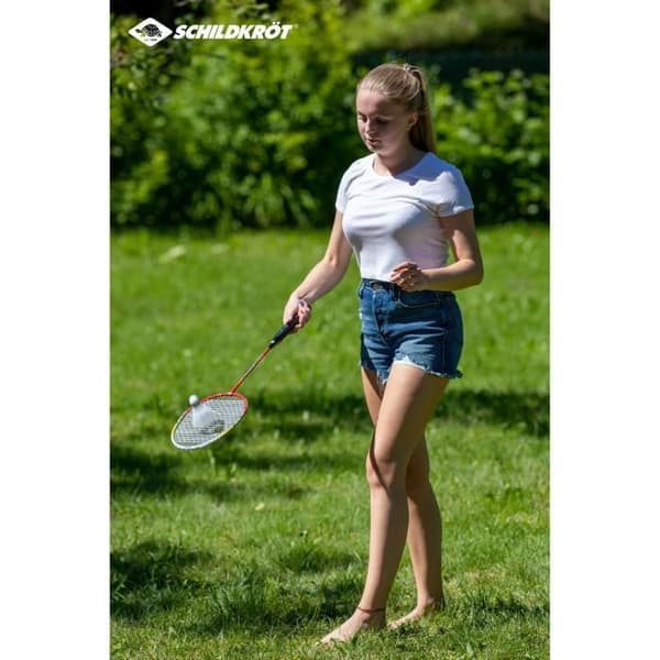 Badmintonsats - SCHILDKROT - 4-spelare - 4 racketar - 2 plastvolanter