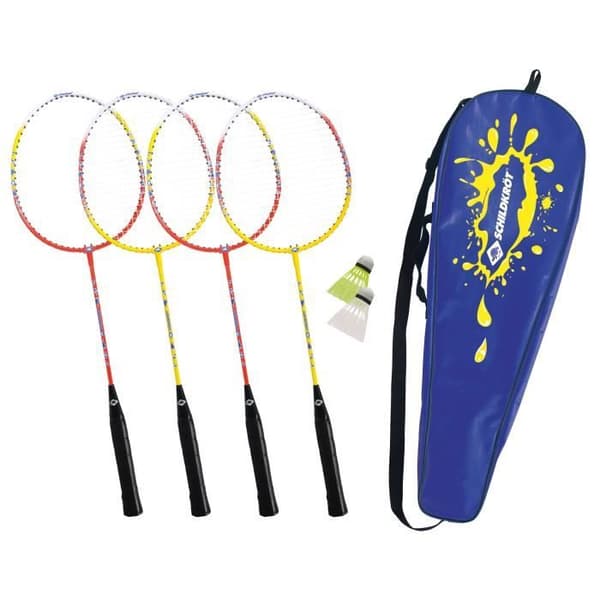 Badmintonsats - SCHILDKROT - 4-spelare - 4 racketar - 2 plastvolanter