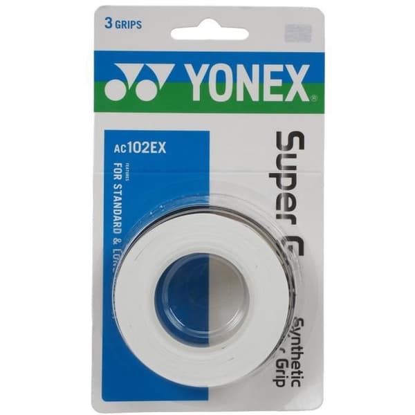 Surgrip Badminton - YONEX - Ac102 - Set om 3 - Längd 120 cm - Bredd 2.5 cm - Vit