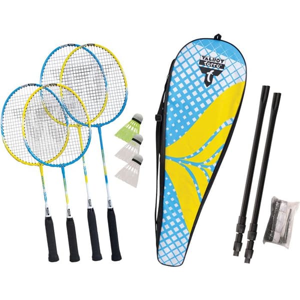 Badmintonset - Talbot-Torro - Familj - 2 juniorracketar - 2 vanliga racketar - Nylonväska