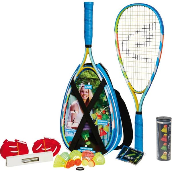 Speedminton set - SPEEDMINTON - S700 - Aluminiumracketar - 5 speeders - Elegant gul-grön-blå design