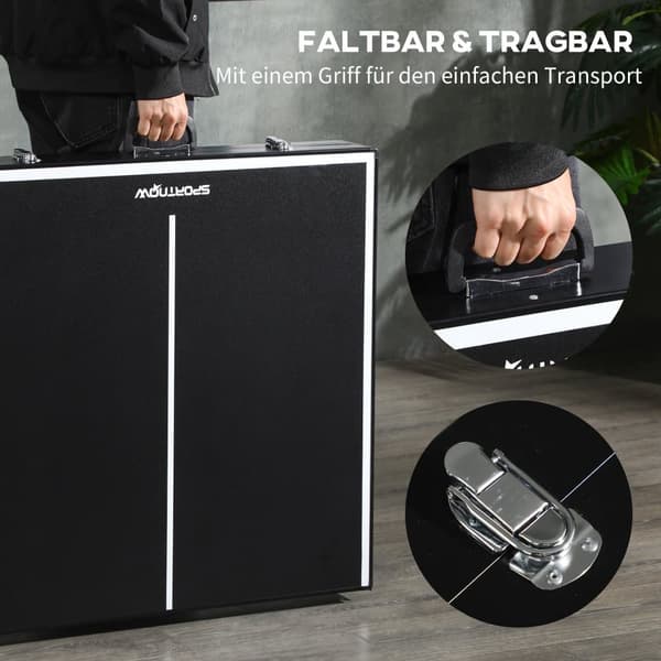 Mini Bordtennisbord, 152x76x72 cm, Svart