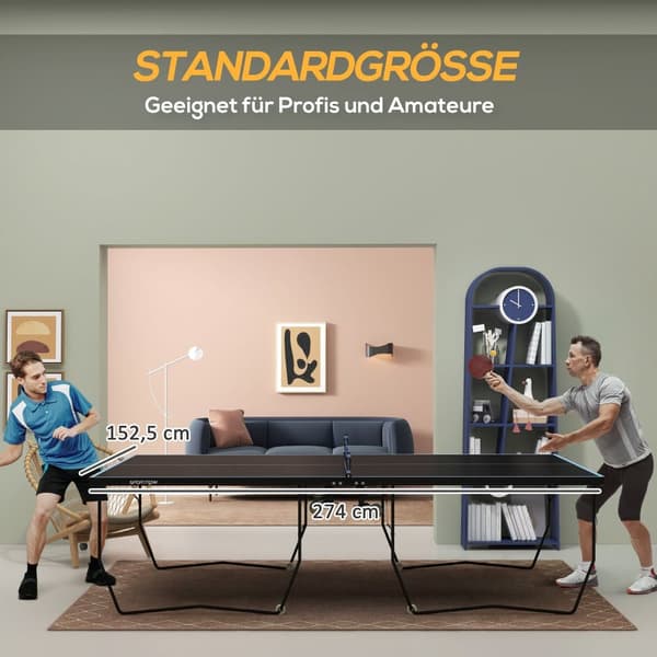 Bordtennisbord, 274x152.5x76 cm, Sort