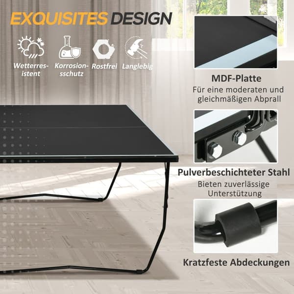 Bordtennisbord, 274x152.5x76 cm, Sort
