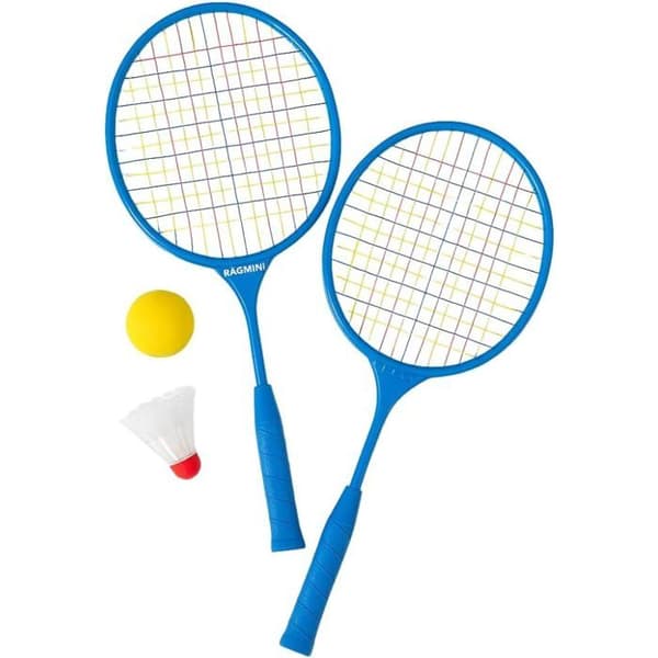 Junior Badmintonset 2 Kort Racket 45 cm med Boll och Skum Bollar för Barn - Slumptingad Färg