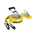 Miniatyrbillede 3 af 6: Slackline - SCHILDKROT - 15 m lång x 5 cm bred - Metallspärr - Träningsrem ingår - Max 150 kg