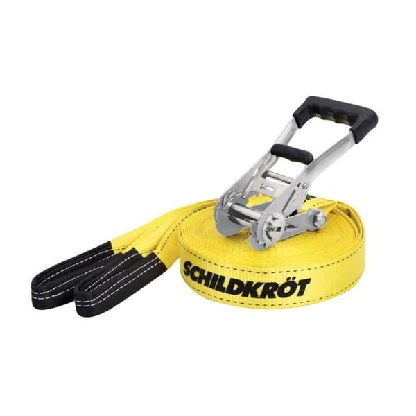 Slackline - SCHILDKROT - 15 m lång x 5 cm bred - Metallspärr - Träningsrem ingår - Max 150 kg