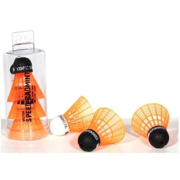 VICFUN Speed Badminton fjäderboll - Rör med 3 fjäderbollar - Neon Orange