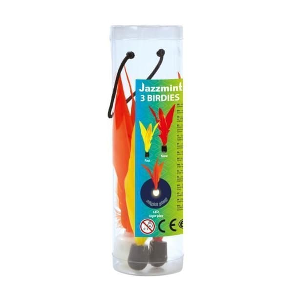 Schildkröt Funsports Jazzminton Birdies, Fjäderfjäderboll, Flerfärgad, 3 st, Tub